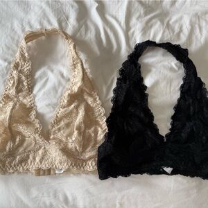 NWOT Lace Halter Bandeau Set - Black and Nude
